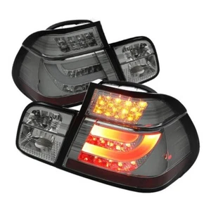 For BMW E46 3-Series 99-01 4Dr Light Bar Style LED Tail Lights Smoke Spyder - Picture 1 of 9
