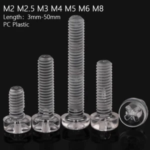 Viti acriliche M2 M2,5 M3-M8 nylon testa tonda Phillips croce viti trasparenti - Foto 1 di 8