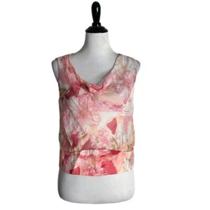 Carlisle Silk Blouse Womens 10 Pink Sheer Floral Print Balletcore Fairy Romantic - Picture 1 of 14