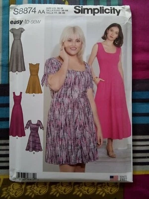 Simplicity Sewing Pattern 8874 Women's Knit Dresses Size 10-18 NEW F/F - image 1 of 2