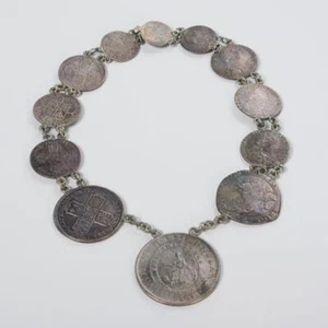 Britische georgische elisabethanische Silbermünze handgefertigte Halskette 16 Zoll - Bild 1 von 6