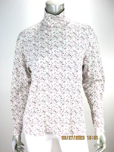 BOBBIE BROOKS SZ XL Cotton/Polyester Country White Mock Neck Shirt Top Blouse - Picture 1 of 16