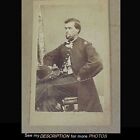 Antique Civil War CDV Photograph Seated Officer Holding Slouch Hat 1st Reg