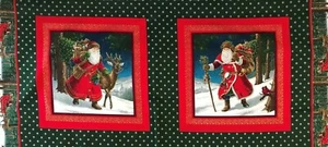 Cotton Quilt Fabric Christmas Santa Claus Cranston  Pillow Panel 18"x44 - Bild 1 von 4