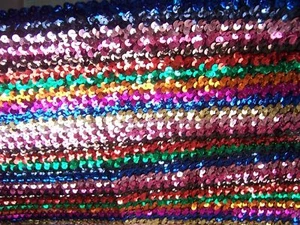 MULTICOLOR OVERLAP STRETCH TUBE SEQUINS FABRIC TRIM CLOTHING CRAFTS - Picture 1 of 1