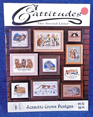Jeanette Crews 172 Cattitudes The Second 2nd Litter Cross Stitch Pattern Leaflet - Image 1 of 2