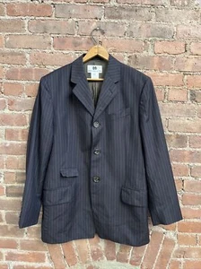 Vintage Dries Van Noten Herrenjacke, Gr. 48, schwarz Wolle/Mohairstreifen, Belgien - Bild 1 von 9