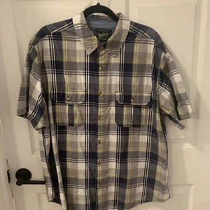 Woolrich Mens Size XL Blue Plaid Short Sleeve Button Up Soft Cotton - Picture 1 of 6
