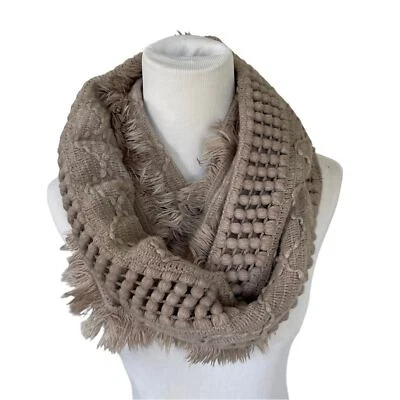 NWOT Charlotte Russe Beige Knit Fringe Trim Infinity Cowl Scarf - Image 1 of 2
