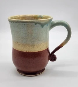 Studio Art Pottery Hand Thrown Mug Green/ Tan / Brown Glazed - Picture 1 of 12