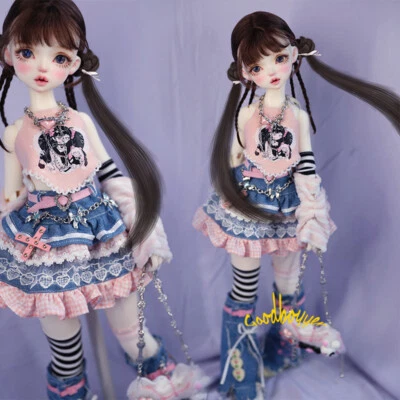 1/6 1/4 BJD Muñeca Ropa Subcultura Conjunto Falda Denim + Top + Decoraciones Conjunto Completo Foto 1 de 4