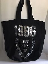Victoria’s Secret VS LOVE PINK Silver Sequin & Black 1986 Tote Bag School Book