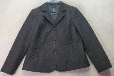Chaqueta Blazer RQT Mujer Pequeña Mediana Negra Acolchada Sencillo Pecho Tres Botones Foto 1 de 4