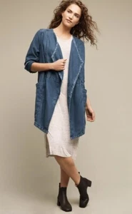 Hei Hei High Plains Chambray Anorak Jacket Size XS Blue Linen Anthropologie - Picture 1 of 12