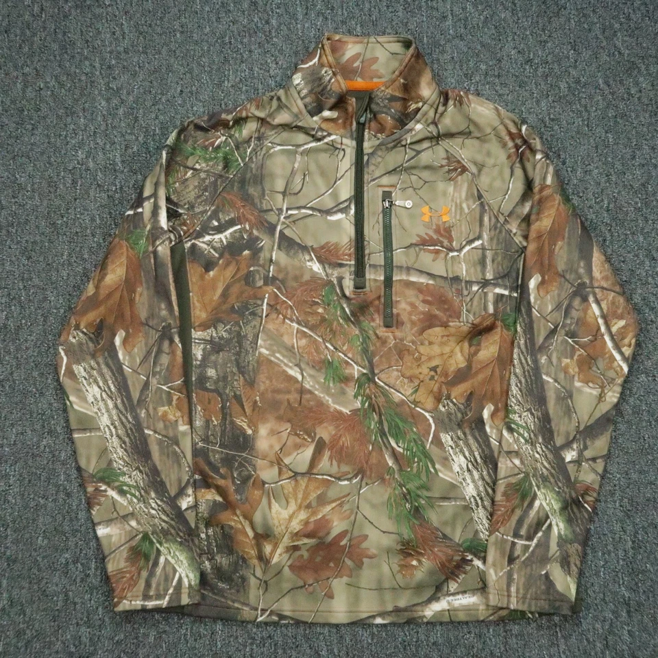 Under Armour Pullover Mens Small Brown Camo Fleece Quarter Zip Scent Control - Image 1 of 4