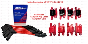 8X Spark Plug Leads + 8X Ignition Coils Holden Commodore VZ VE VF 6.0L 6.2L V8 - Picture 1 of 6