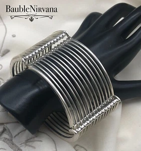 Vintage Ralph Lauren extra breites Metall Draht Panel Manschette Scharnier Armband - Bild 1 von 9