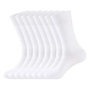 WANDER Men's Dress Socks Cotton Thin Classic 13-15, B-8 Pairs White - Picture 1 of 7