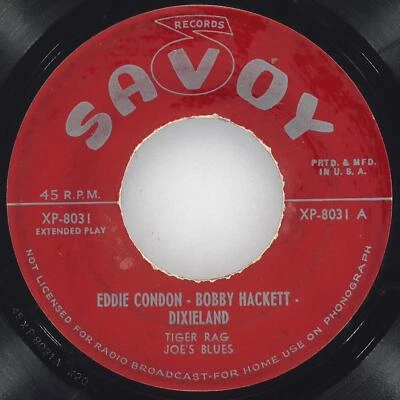 EDDIE CONDON BOBBY HACKETT Dixieland SAVOY XP-8031 VG+ 45 7" - Image 1 of 4