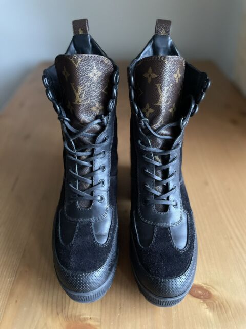 Louis Vuitton LV Monogram Suede Combat Boots - Black Boots, Shoes -  LOU806284