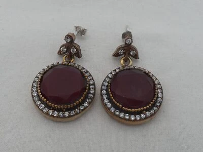 Израиль дизайнер серебро биметаллический драгоценный камень модные серьги EX-4 - Изображение 1 из 4