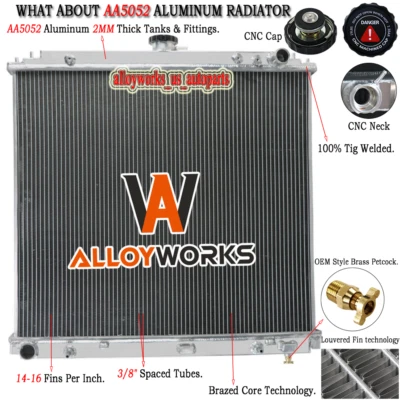 For 2005-2018 Nissan Frontier Pathfinder Xterra 4.0/5.6L Aluminum 2 Row Radiator - Image 1 of 4