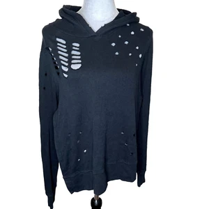 Pam Gela Hoodie Size Petite XS P Black Cut Out Ripped Holes Apocalypse Gothic - Picture 1 of 14