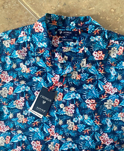 Daniel Cremieux Classics Short Sleeve Shirt L Vibrant Blue Floral Print $75 NWT