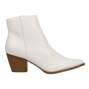 COCONUTS by Matisse Spirit Pointed Toe Zippered Booties Womens White Casual Boot - Picture 1 of 5