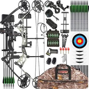 Compoundbogen Set 30-70lbs Jagdbogen Sportbogen Carbonpfeile Bogenschießen Jagd - Picture 1 of 23