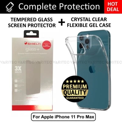 Zagg Glass Screen Saver Protector + Clear Case Cover for Apple iPhone 11 Pro Max - Image 1 of 3