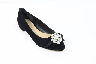 Nuevo zapato de vestir Talbots Edison Ballet plano para mujer negro talla 6,5 cristales perla Foto 1 de 4