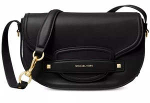 Neu Michael Kors Cary Leather Saddle Crossbody Bag Magnetklappenverschluss Tasche  - Bild 1 von 12