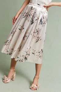 Falda de jardín Anthropologie Champagne floral talla L nueva con etiquetas - Imagen 1 de 4