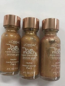 3 X LOREAL True Match Super-Blendable Bronze Glow Neutral Medium bronze n 4-5 - Picture 1 of 6