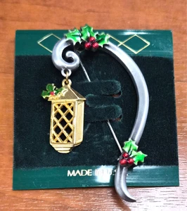 Vintage signierte JJ Jonette Zinn Weihnachtslaterne Feiertag Anstecknadel/Brosche - Bild 1 von 9