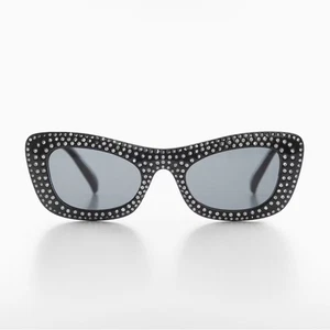 Nuevo con etiquetas Gafas de sol Mango Mng estrás Materiales reciclados Negro Retro Glamour Sexy - Imagen 1 de 7