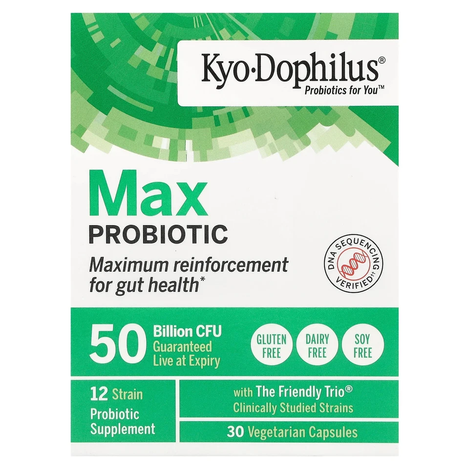 Kyolic Kyo-dophilus Max Probiotic 50 Billion CFU 30 Vegetarian Capsules