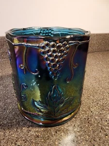 Vintage Indiana Carnival Glass Rainbow Iridescent Grape Vine Jar No Lid - Picture 1 of 6