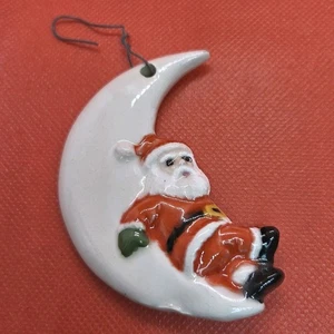 Weihnachtsmann sitzend auf Halbmond Vintage 3" Top - Bild 1 von 8