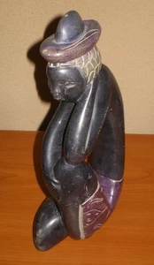 Vintage Figur Indigener Stamm geschnitzte Steinfigur Statue 10 Zoll * Fruchtbarkeit? - Bild 1 von 9