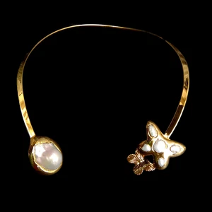 Collar Choker Necklace Freshwater White Baroque Pearl Designer Jewelry - Picture 1 of 6