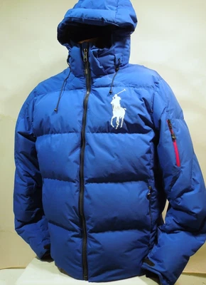 POLO Ralph Lauren большой пони мужчин синий вниз пуховик лыж куртка w капюшон SZ L - Изображение 1 из 4