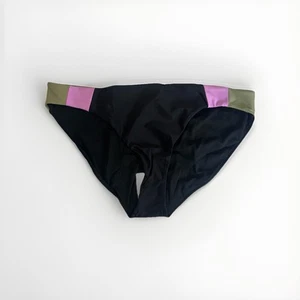 Prana Swimsuit Bottom Women L Black Colorblock Pink Olive Tulum Swimwear Beach - Picture 1 of 8