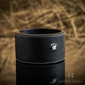 Montblanc Desk Accessories Tray Small Round Black Leather Ablage 133162 - Picture 1 of 4