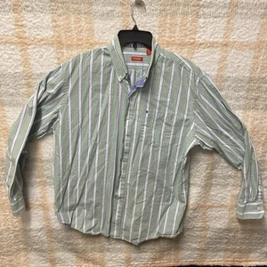 Izod Hemd Herren Large grün weiß blau gestreift Langarm Button Down - Bild 1 von 9
