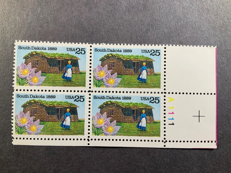 Scott # 2416 25-cent South Dakota Statehood Stamp, MNH Plate Block 4 - Image 1 of 1