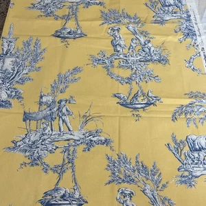 Brunschwig & Fils Matin D’ Ete Lime Aqua Tresors De Jouy 100% Cotton  48x60 - Picture 1 of 6