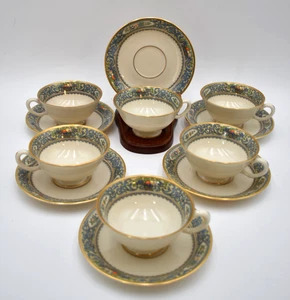 Set tazze da tè e piattini Lenox Cina design autunnale timbro oro 6 quantità - Foto 1 di 20