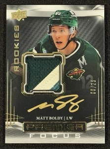 2022-23 Upper Deck Premier MATT BOLDY Premier Focus Rookies Auto Patch Gold /25 - Foto 1 di 2